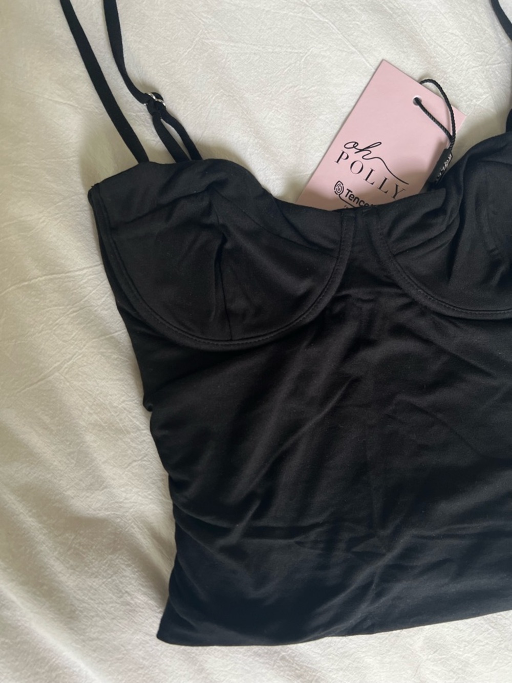 Oh Polly Mirelle Modal Underwired Camisole Ruched Top in Black Size S - Picture 6 of 6